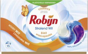 Robijn Stralend wit  wascapsules witte was – 15 wasbeurten