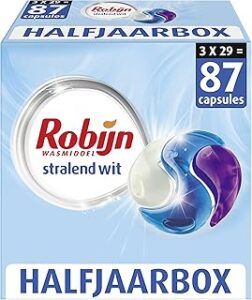 Robijn Stralend wit  wascapsules witte was – 87 wasbeurten